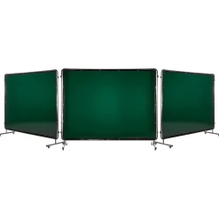 VEVOR Welding Screen with Frame, 3-Panel 6 x 8 FT Welding Curtain Screen, Flame-Resistant Vinyl Safety Protection Screens with 12 Wheels & 6-Level UV Protection for Workshop/Industrial Use, Dark Green