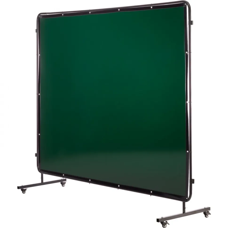 VEVOR Welding Screen with Frame, 3-Panel 6 x 8 FT Welding Curtain Screen, Flame-Resistant Vinyl Safety Protection Screens with 12 Wheels & 6-Level UV Protection for Workshop/Industrial Use, Dark Green