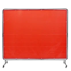 VEVOR Welding Screen with Frame, 6' x 8' Welding Curtain Screen, Flame-Resistant Vinyl Welding Protection Screen on 4 Swivel Wheels (2 Lockable), Moveable & Professional for Workshop/Industrial, Red