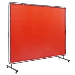 VEVOR Welding Screen with Frame, 6' x 8' Welding Curtain Screen, Flame-Resistant Vinyl Welding Protection Screen on 4 Swivel Wheels (2 Lockable), Moveable & Professional for Workshop/Industrial, Red