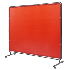 VEVOR Welding Screen with Frame, 6' x 8' Welding Curtain Screen, Flame-Resistant Vinyl Welding Protection Screen on 4 Swivel Wheels (2 Lockable), Moveable & Professional for Workshop/Industrial, Red