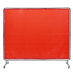 VEVOR Welding Screen with Frame, 6' x 8' Welding Curtain Screen, Flame-Resistant Vinyl Welding Protection Screen on 4 Swivel Wheels (2 Lockable), Moveable & Professional for Workshop/Industrial, Red