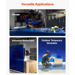 VEVOR Welding Screen with Frame, 6 x 8 FT Welding Curtain Screen, Flame-Resistant Vinyl Safety Protection Screens with Lockable Swivel Wheels & 6-Level UV Protection for Workshop/Industrial Use, Blue