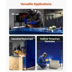 VEVOR Welding Screen with Frame, 6 x 6 FT Welding Curtain Screen, Flame-Resistant Vinyl Safety Protection Screens with Lockable Swivel Wheels & 6-Level UV Protection for Workshop/Industrial Use, Blue