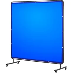 VEVOR Welding Screen with Frame, 6 x 6 FT Welding Curtain Screen, Flame-Resistant Vinyl Safety Protection Screens with Lockable Swivel Wheels & 6-Level UV Protection for Workshop/Industrial Use, Blue