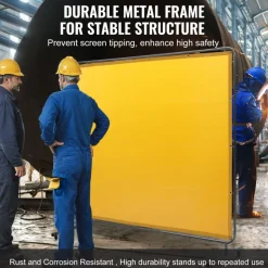 VEVOR Welding Screen with Frame, 6' x 8' Welding Curtain Screen, Flame-Resistant Vinyl Welding Protection Screen on 4 Swivel Wheel (2 Lockable), Moveable & Professional for Workshop/Industrial, Yellow