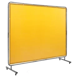 VEVOR Welding Screen with Frame, 6' x 8' Welding Curtain Screen, Flame-Resistant Vinyl Welding Protection Screen on 4 Swivel Wheel (2 Lockable), Moveable & Professional for Workshop/Industrial, Yellow