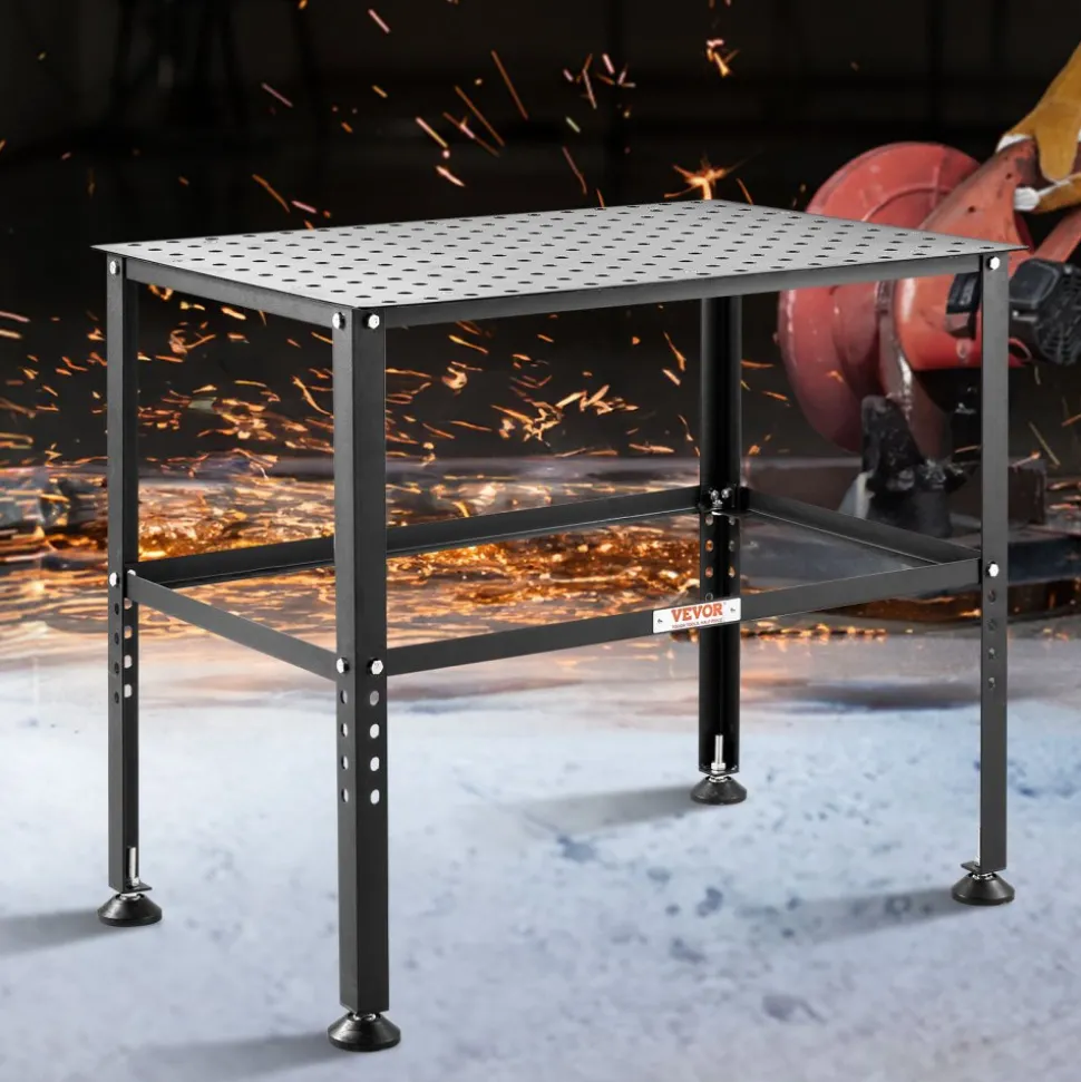 VEVOR Welding Table 36" x 24", 800LBS Capacity Welding Workbench Table, Heavy-Duty Work Bench with 0.63" Fixture Holes and Non-slip Foot Pads for Welding Assembly Repair Works