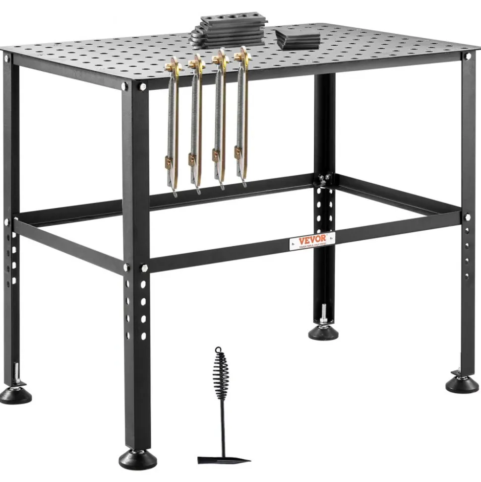 VEVOR Welding Table 36" x 24", 800LBS Capacity Welding Workbench Table, Heavy-Duty Work Bench with 0.63" Fixture Holes and Non-slip Foot Pads for Welding Assembly Repair Works