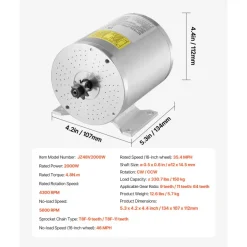 VEVOR 2000W Electric Brushless DC Motor Kit - 48V 4300rpm Motor with Upgraded Speed Controller and Throttle Grip Kit for Go Karts E-Bike Motorcycle Scooter DIY
