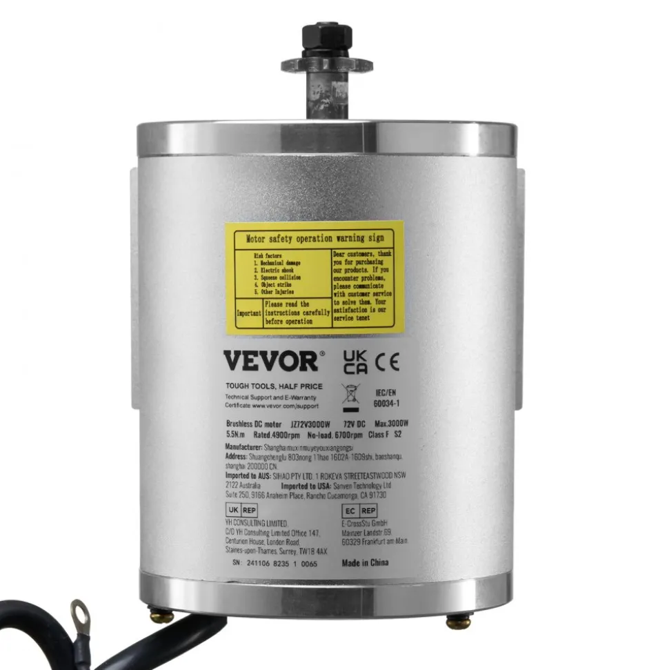 VEVOR 3000W Electric Brushless DC Motor Kit - 72V 4900rpm Motor with Upgraded Speed Controller and Throttle Grip Kit for Go Karts E-Bike Motorcycle Scooter DIY