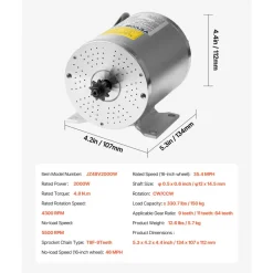 VEVOR 1800W Electric Brushless DC Motor Kit - 48V 4500rpm Motor with Upgraded Speed Controller and Throttle Grip Kit for Go Karts E-Bike Motorcycle Scooter DIY
