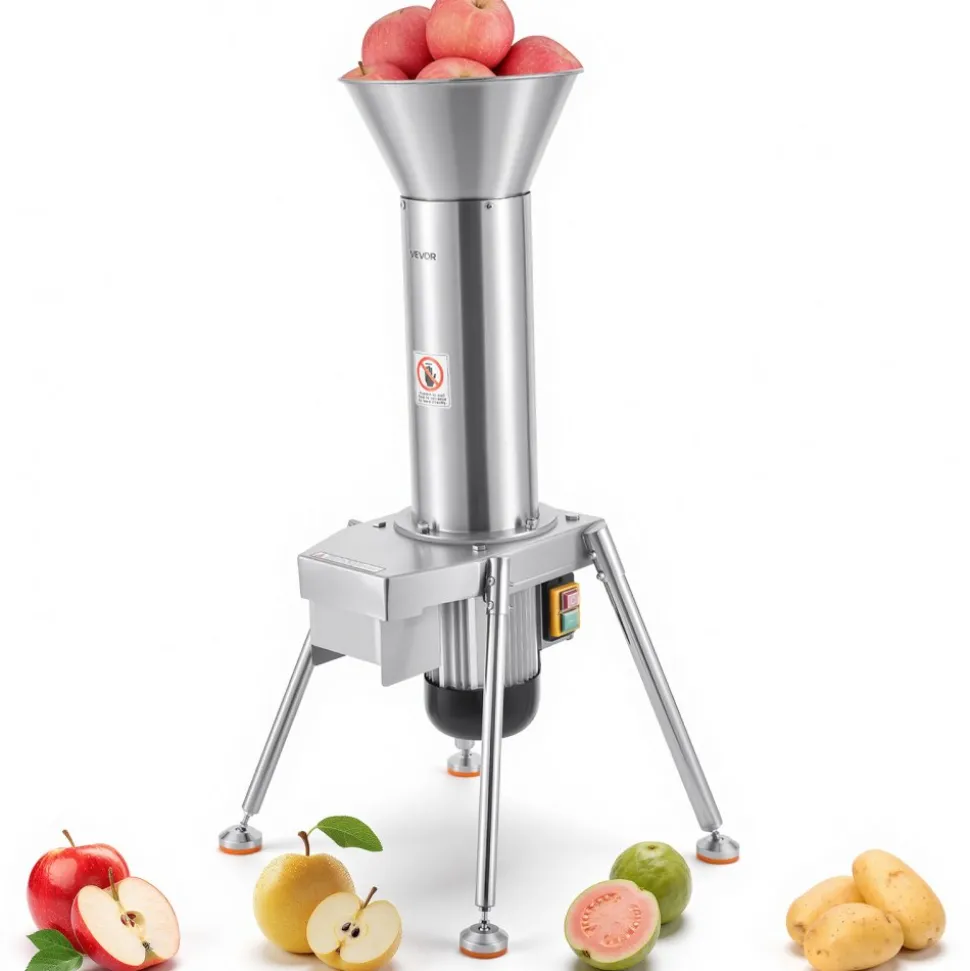 VEVOR 1100W Electric Fruit Apple Crusher, SUS304 Freestanding Crushing Machine, Grinds Whole Apples Up to 3.15" Dia, 164 KG/H Capacity, Cider Press for Apples, Pears, Pineapple, Guava, Carrot, Potato