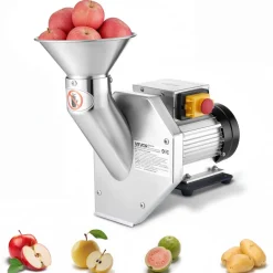 VEVOR 550W Electric Fruit Apple Crusher, SUS304 Desktop Crushing Machine, Grinds Whole Apples Up to 2.76" Dia, 60 KG/H Capacity, Cider Press for Apples, Pears, Pineapple, Guava, Carrot, Potato