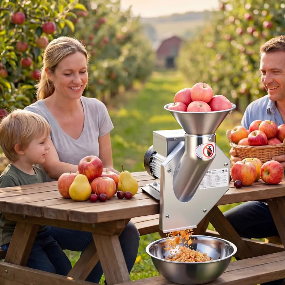 VEVOR 550W Electric Fruit Apple Crusher, SUS304 Desktop Crushing Machine, Grinds Whole Apples Up to 2.76" Dia, 60 KG/H Capacity, Cider Press for Apples, Pears, Pineapple, Guava, Carrot, Potato