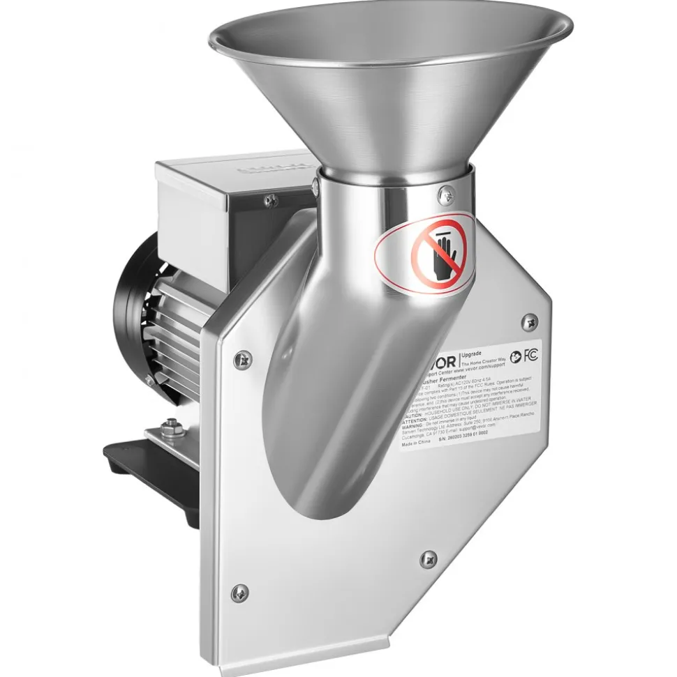 VEVOR 550W Electric Fruit Apple Crusher, SUS304 Desktop Crushing Machine, Grinds Whole Apples Up to 2.76" Dia, 60 KG/H Capacity, Cider Press for Apples, Pears, Pineapple, Guava, Carrot, Potato