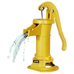 VEVOR Well Hand Pitcher Pump, 25 ft Maximum Lift, Antique Cast Iron Manual Hand Water Pump, NPT 1-1/4 in Connection, Easy Installation, Old Fashioned for Outdoor Garden, Pond, Backyard, Farm, Yellow