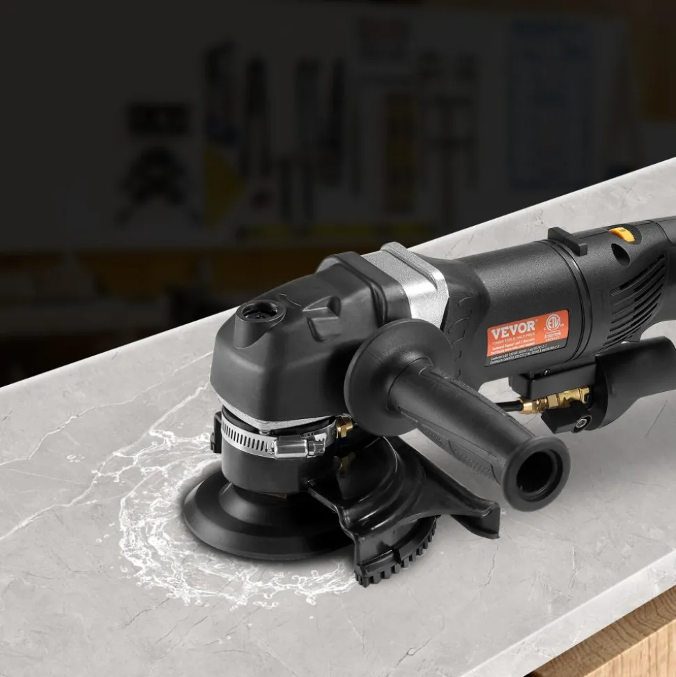 VEVOR Wet Polisher 800W, 4" Concrete Grinder with 6 Variable Speed and 7 Polishing Kits, Wet Grinder Machine for Marble, Granite, Stone, Rock, Tile, Equipped with a GFCI Switch, (700 - 3000 RPM)