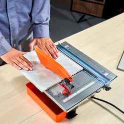 VEVOR Wet Tile Saw, 7-inch 65Mn Steel Blade, 3500 RPM Induction Motor, Tile Cutter Wet Saw with Water Reservoir, 0-45 Degrees Miter Angle for Cutting Tiles and Stones, for DIY Enthusiasts