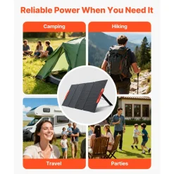 VEVOR 150W Foldable Monocrystalline Solar Panel, 23% Efficiency Portable ETFE Mono Solar Panel Charger with MC4 Output, Type-C, QC3.0 USB & DC Ports, IP67 Waterproof for Power Stations Camping Hiking