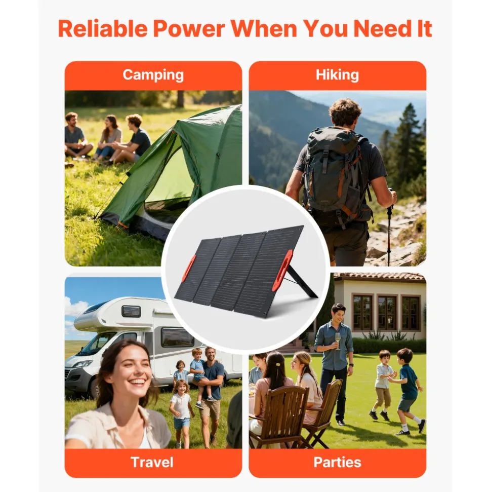 VEVOR 150W Foldable Monocrystalline Solar Panel, 23% Efficiency Portable ETFE Mono Solar Panel Charger with MC4 Output, Type-C, QC3.0 USB & DC Ports, IP67 Waterproof for Power Stations Camping Hiking