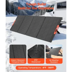 VEVOR 300W Foldable Monocrystalline Solar Panel, 23% High-Efficiency Portable Mono Solar Panel Charger with MC4 Output & 10-in-1 DC Adapters, IP67 Waterproof for Power Stations, Camping, Hiking Trips