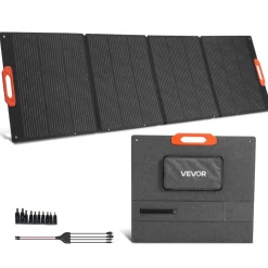 VEVOR 300W Foldable Monocrystalline Solar Panel, 23% High-Efficiency Portable Mono Solar Panel Charger with MC4 Output & 10-in-1 DC Adapters, IP67 Waterproof for Power Stations, Camping, Hiking Trips