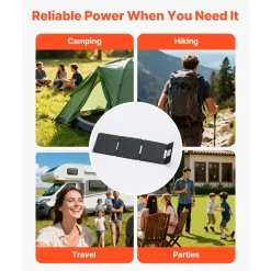 VEVOR 30W Foldable Solar Panel Charger, 16BB N-Type Monocrystalline Solar Panel 24% Efficiency, Ultra-Light Portable with USB-A, USB-A (QC3.0) & Type-C Ports for Camping, Backpacking, Phones, Tablets