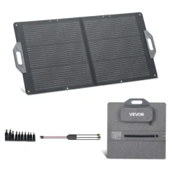 VEVOR 100W Foldable Solar Panel, 24% High-Efficiency Portable Monocrystalline Solar Panel Charger with MC4 Output, USB-A, Type-C & DC Ports, IP65 Waterproof for Power Stations, Camping, Hiking Trips
