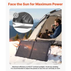 VEVOR 100W Foldable Solar Panel, 24% High-Efficiency Portable Monocrystalline Solar Panel Charger with MC4 Output, USB-A, Type-C & DC Ports, IP65 Waterproof for Power Stations, Camping, Hiking Trips
