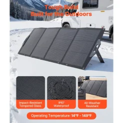 VEVOR 200W Foldable Solar Panel, 24% High-Efficiency Portable Monocrystalline Solar Panel Charger with MC4 Output, USB-A, Type-C & DC Ports, IP67 Waterproof for Power Stations, Camping, Hiking Trips
