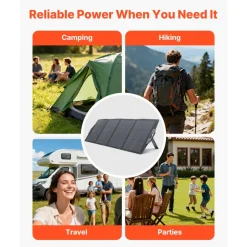 VEVOR 200W Foldable Solar Panel, 24% High-Efficiency Portable Monocrystalline Solar Panel Charger with MC4 Output, USB-A, Type-C & DC Ports, IP67 Waterproof for Power Stations, Camping, Hiking Trips