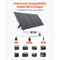 VEVOR 400W Foldable Solar Panel, 24% High-Efficiency Portable Monocrystalline Solar Panel Charger with MC4 Output & 10-in-1 DC Adapter, IP67 Waterproof for Power Stations, Camping, Hiking Trips