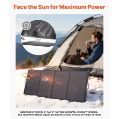 VEVOR 400W Foldable Solar Panel, 24% High-Efficiency Portable Monocrystalline Solar Panel Charger with MC4 Output & 10-in-1 DC Adapter, IP67 Waterproof for Power Stations, Camping, Hiking Trips