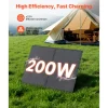 VEVOR 200W Foldable Solar Panel with Frame, 23% High-Efficiency Portable Monocrystalline Solar Panel Charger with 30A PWM Controller & MC4 Output, IP67 Waterproof for Camping, Hiking, RV Trips