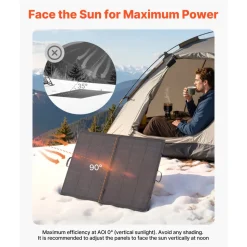 VEVOR 200W Foldable Solar Panel with Frame, 23% High-Efficiency Portable Monocrystalline Solar Panel Charger with 30A PWM Controller & MC4 Output, IP67 Waterproof for Camping, Hiking, RV Trips