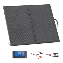 VEVOR 100W Foldable Solar Panel with Frame, 16BB N-Type Portable Monocrystalline Solar Panel Charger 24% Efficiency, IP67 Waterproof with 30A PWM Controller & MC4 Output for Camping, Hiking, RV Trips