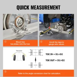 VEVOR Wheel Alignment Tool, 2-Pack Toe Alignment Toe Plates, Stainless Steel Wheel Alignment Tool Plate, Toe Angle Accurate Measurement, Includes 2 Measuring Tapes & Conversion Chart