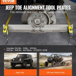 VEVOR Wheel Alignment Tool, 2-Pack Toe Alignment Toe Plates, Stainless Steel Wheel Alignment Tool Plate, Toe Angle Accurate Measurement, Includes 2 Measuring Tapes & Conversion Chart