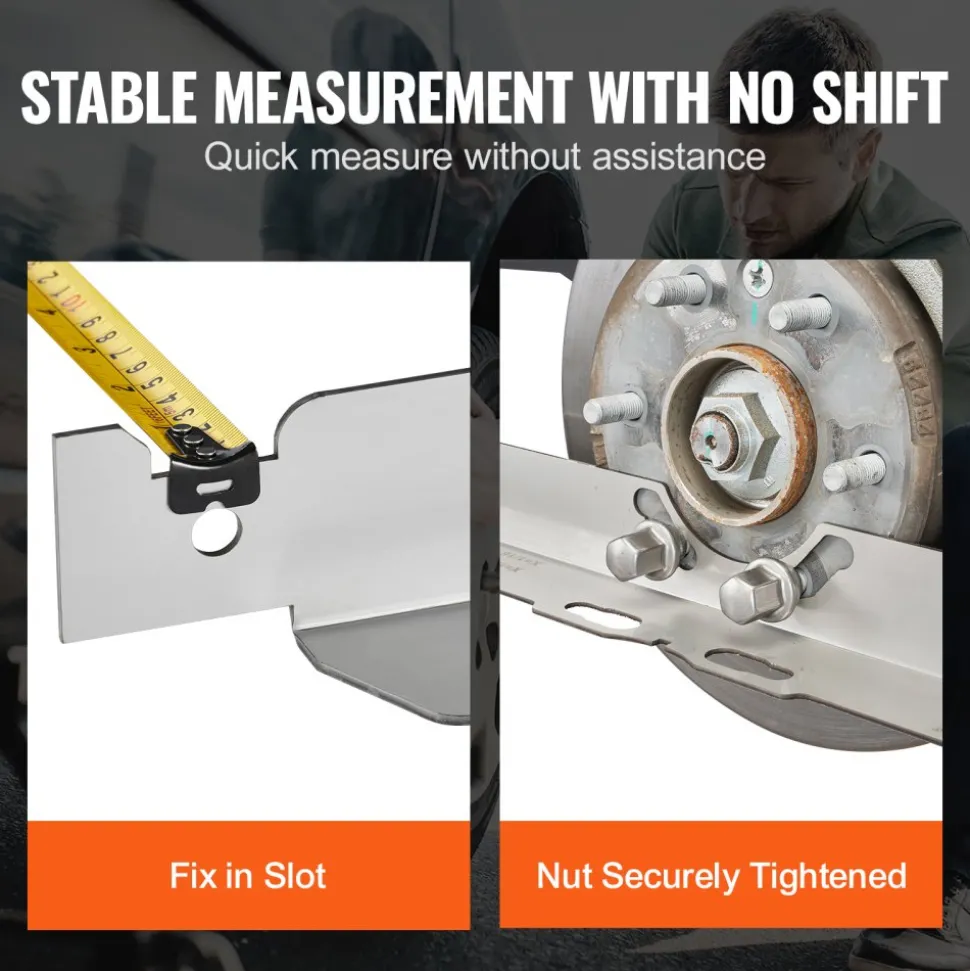 VEVOR Wheel Alignment Tool, 2-Pack Toe Alignment Toe Plates, Stainless Steel Wheel Alignment Tool Plate, Toe Angle Accurate Measurement, Includes 2 Measuring Tapes & Conversion Chart