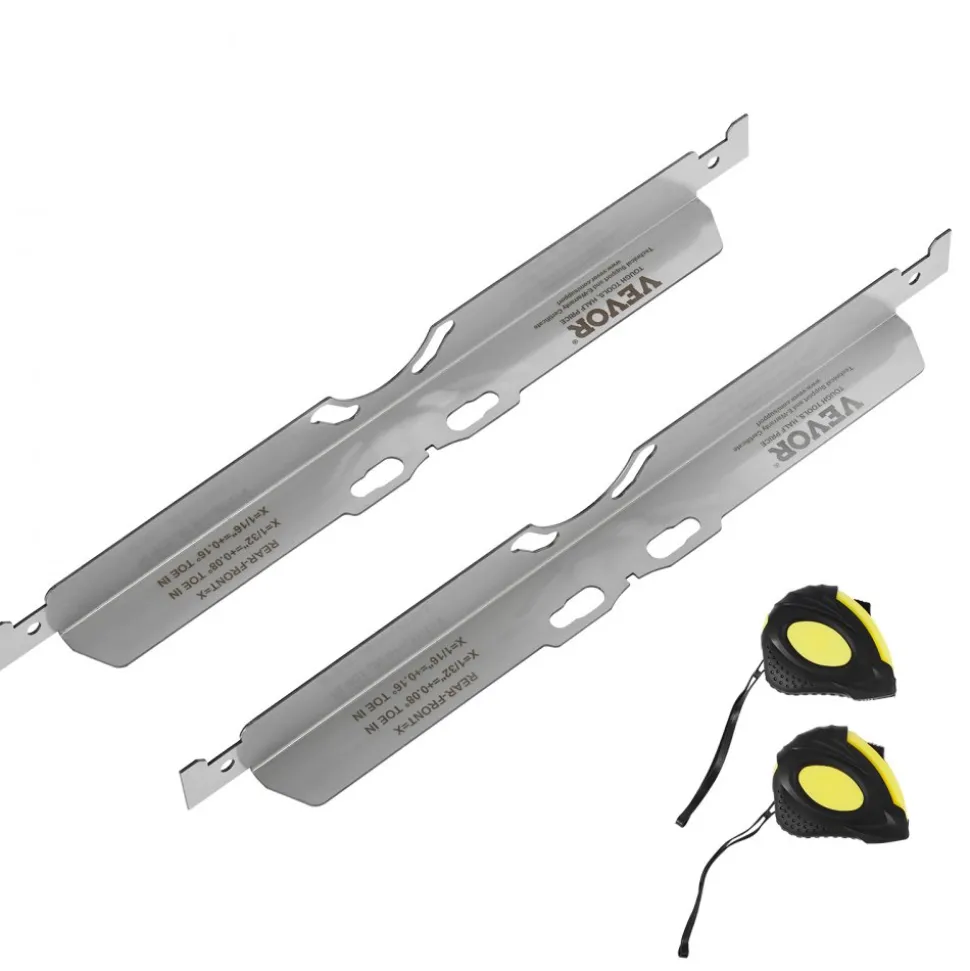 VEVOR Wheel Alignment Tool, 2-Pack Toe Alignment Toe Plates, Stainless Steel Wheel Alignment Tool Plate, Toe Angle Accurate Measurement, Includes 2 Measuring Tapes & Conversion Chart