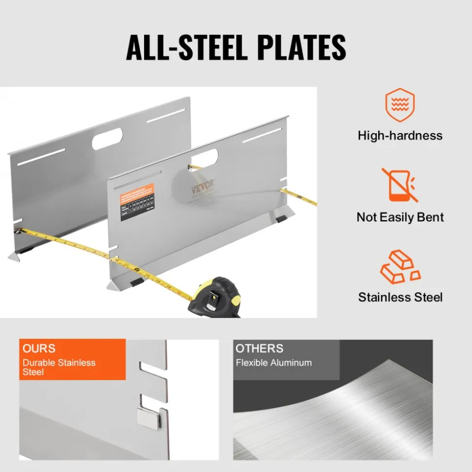 VEVOR Wheel Alignment Tool, 2-Pack Alignment Tool Toe Plates, Stainless Steel Toe Angle Measurement Tool Plate, 4 Alignment Rods and Magnetic Slots, Includes Measuring Tapes & Conversion Chart