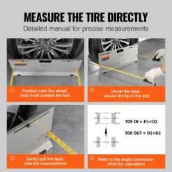 VEVOR Wheel Alignment Tool, 2-Pack Alignment Tool Toe Plates, Stainless Steel Toe Angle Measurement Tool Plate, 4 Alignment Rods and Magnetic Slots, Includes Measuring Tapes & Conversion Chart
