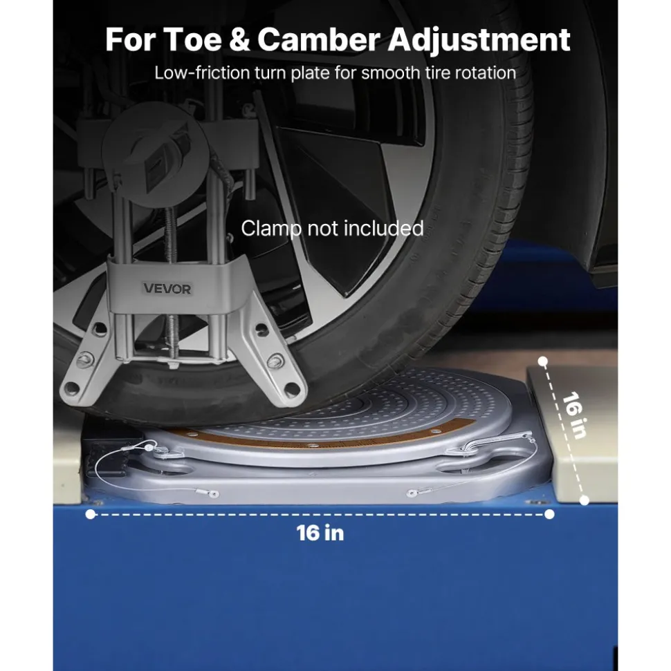 VEVOR Wheel Alignment Turn Plates, 2 PCS, 2-Ton Capacity per Plate, Brass Dial Measurements, 360° Rotating Turntable Wheel Alignment Tool with Transition Bridge & Thrust Block for Car SUV Light Truck
