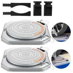 VEVOR Wheel Alignment Turn Plates, 2 PCS, 2-Ton Capacity per Plate, Brass Dial Measurements, 360° Rotating Turntable Wheel Alignment Tool with Transition Bridge & Thrust Block for Car SUV Light Truck