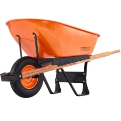 VEVOR Wheelbarrow Cart, 6 Cu. Ft. Load & 330 lbs Capacity, One Wheel Garden Dump Cart Wheel Barrow with Metal Handle &  16