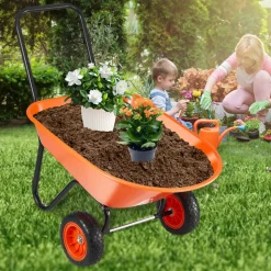 VEVOR Wheelbarrow Cart, 5 Cu. Ft. Load & 397 lbs Capacity, 2 Wheels Garden Dump Cart, Garden Wagon with Handle &  10"  Wide Track Wheels, Easy Loading Utility Yard Cart & Wagons for Outdoor Lawn Yard