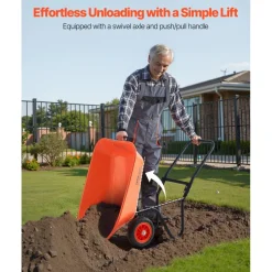 VEVOR Wheelbarrow Cart, 5 Cu. Ft. Load & 397 lbs Capacity, 2 Wheels Garden Dump Cart, Garden Wagon with Handle & 10