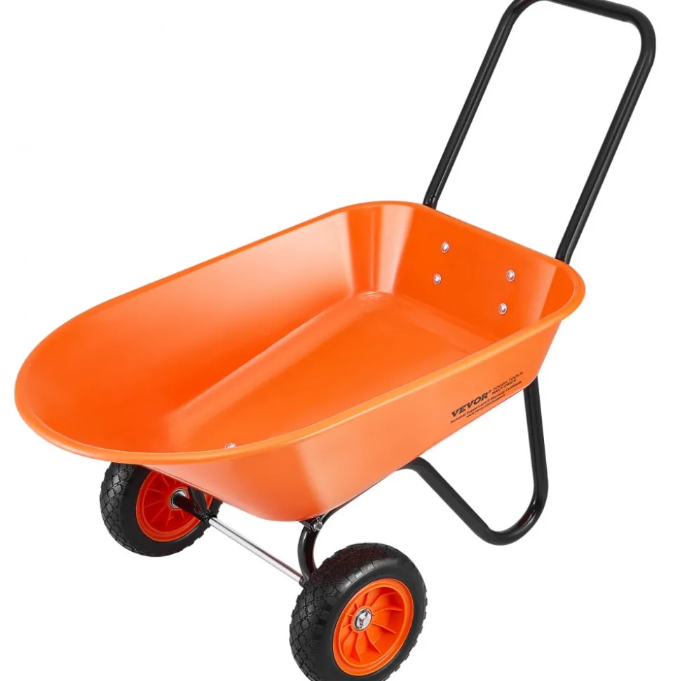 VEVOR Wheelbarrow Cart, 5 Cu. Ft. Load & 397 lbs Capacity, 2 Wheels Garden Dump Cart, Garden Wagon with Handle & 10" Wide Track Wheels, Easy Loading Utility Yard Cart & Wagons for Outdoor Lawn Yard