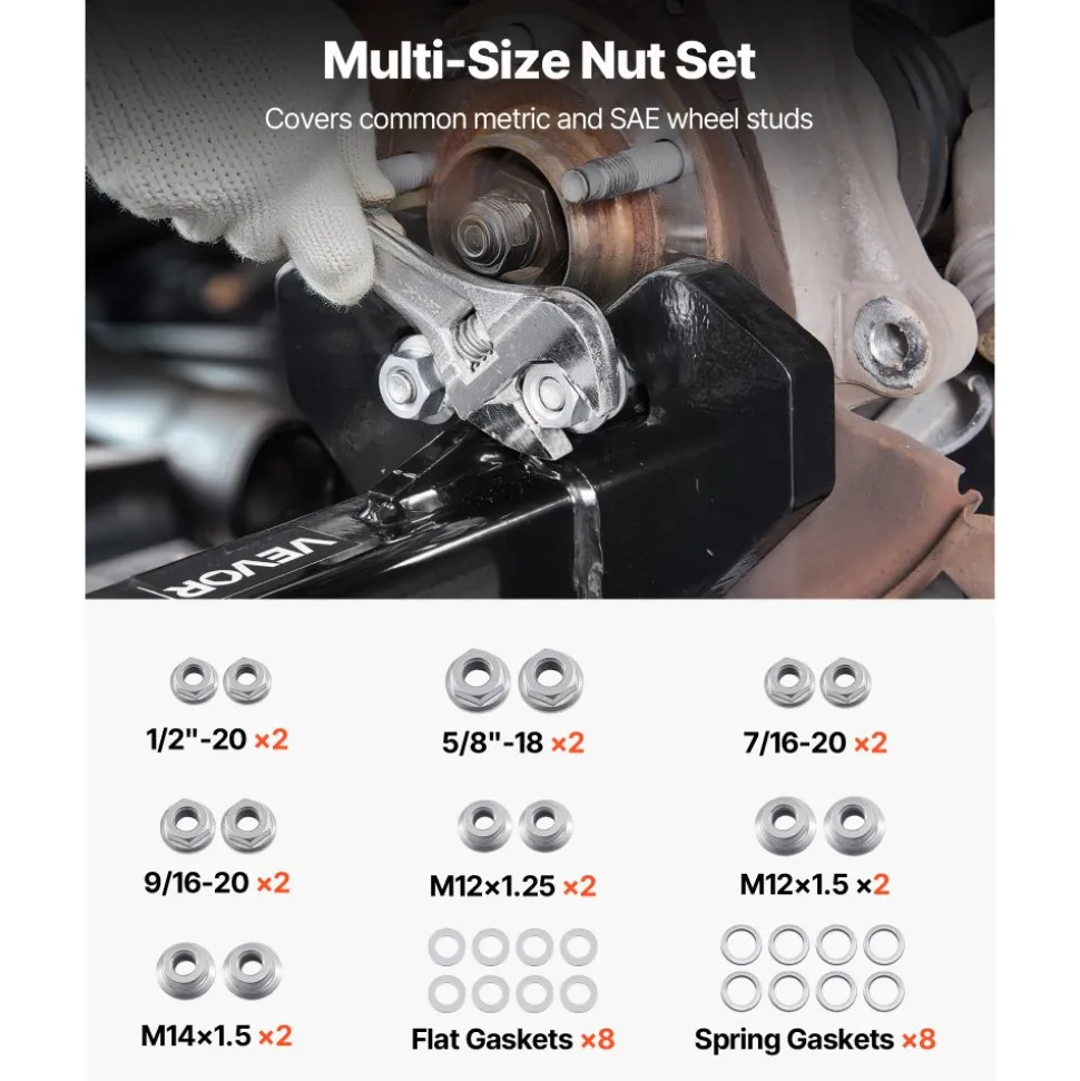 VEVOR Wheel Bearing Hub Removal Tool Kit, Compatible with All Axle Bolt Hubs 5, 6, 8 Lug Hubs Buster Puller, Universal Wheel Hub Shocker, Wheel Hub Buster Tool with Nuts & Washers for Sedan SUV Truck